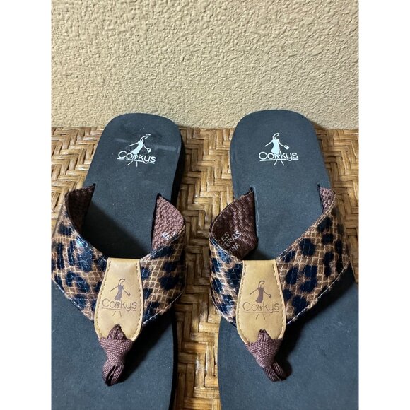 Corkys Leopard Print Womens Flip Flops  Size 6 - Picture 2 of 7